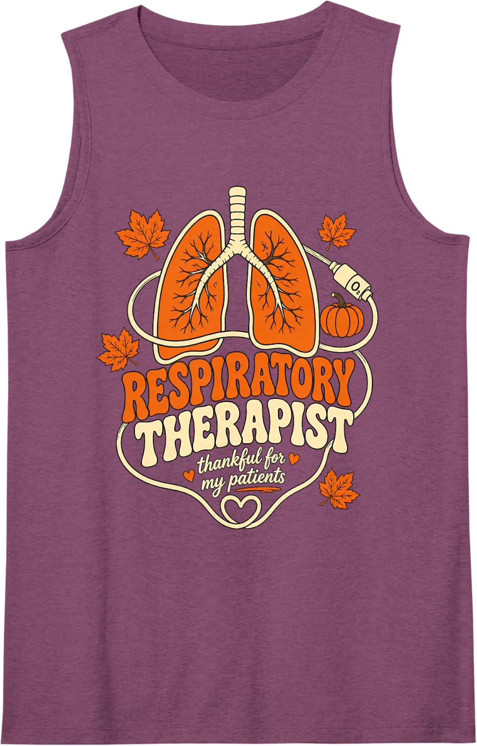 Respiratory Therapist Thankful for My Patients Thanksgiving Sleeveless Tank Top - Purple