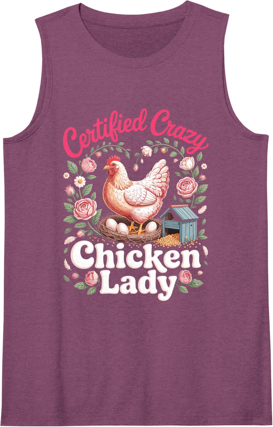 Certified Crazy Chicken Lady Backyard Chickens Hens Sleeveless Tank Top - Purple