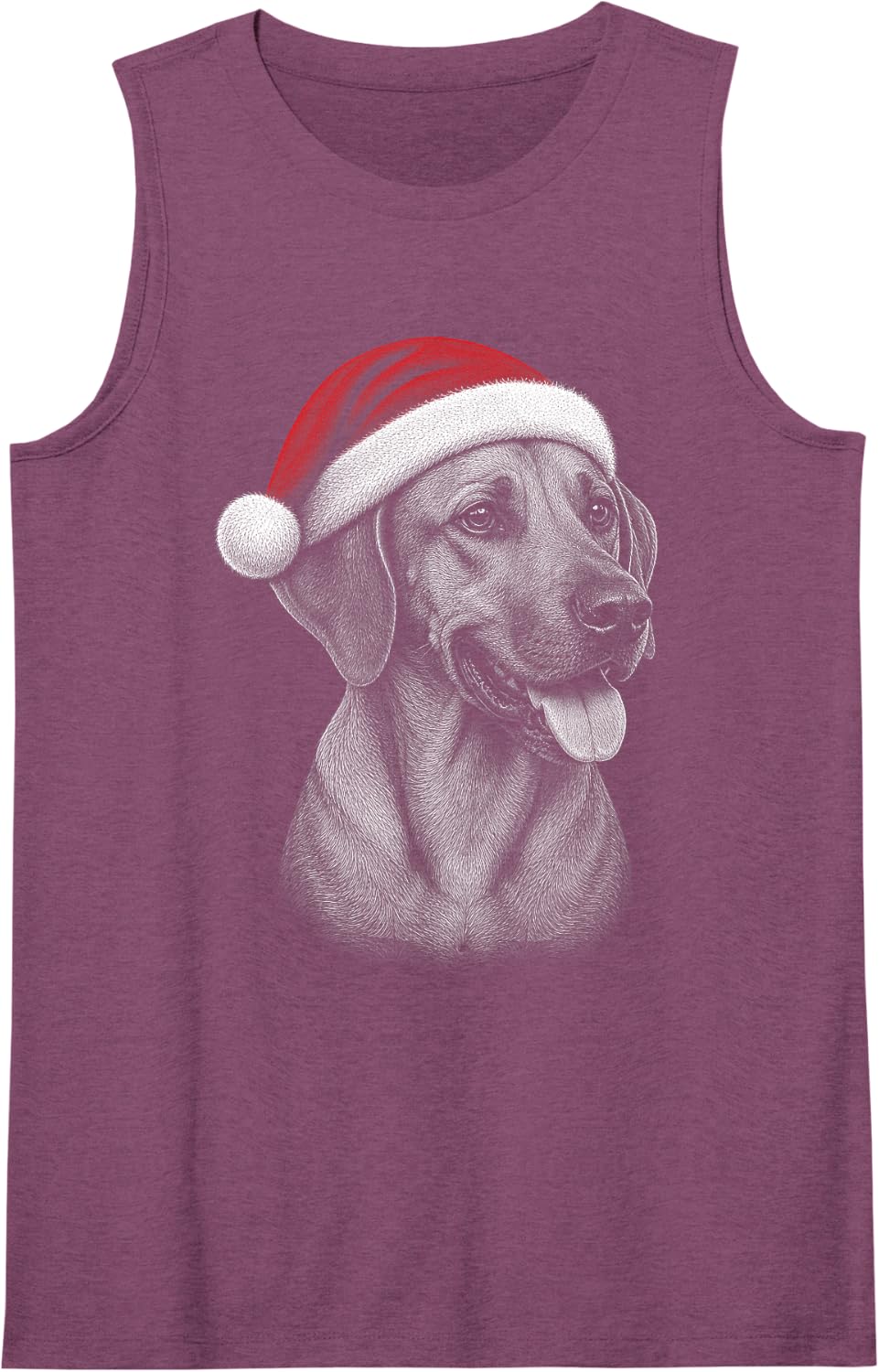 Rhodesian Ridgeback - Cute Dog with Red Christmas Hat Tank Top - Purple