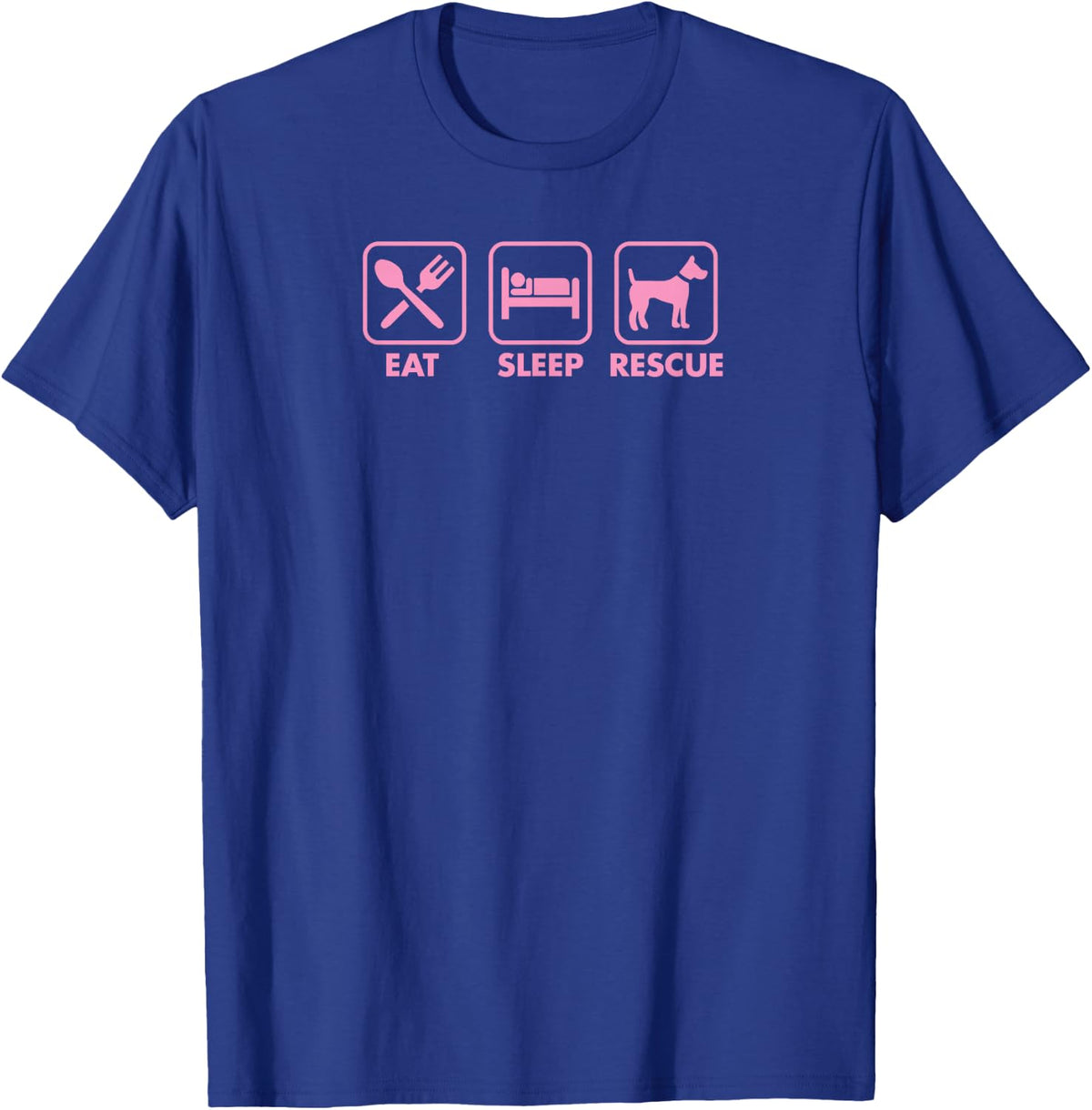 Eat Sleep Rescue Foster Dog Icons T-Shirt - Royal Blue