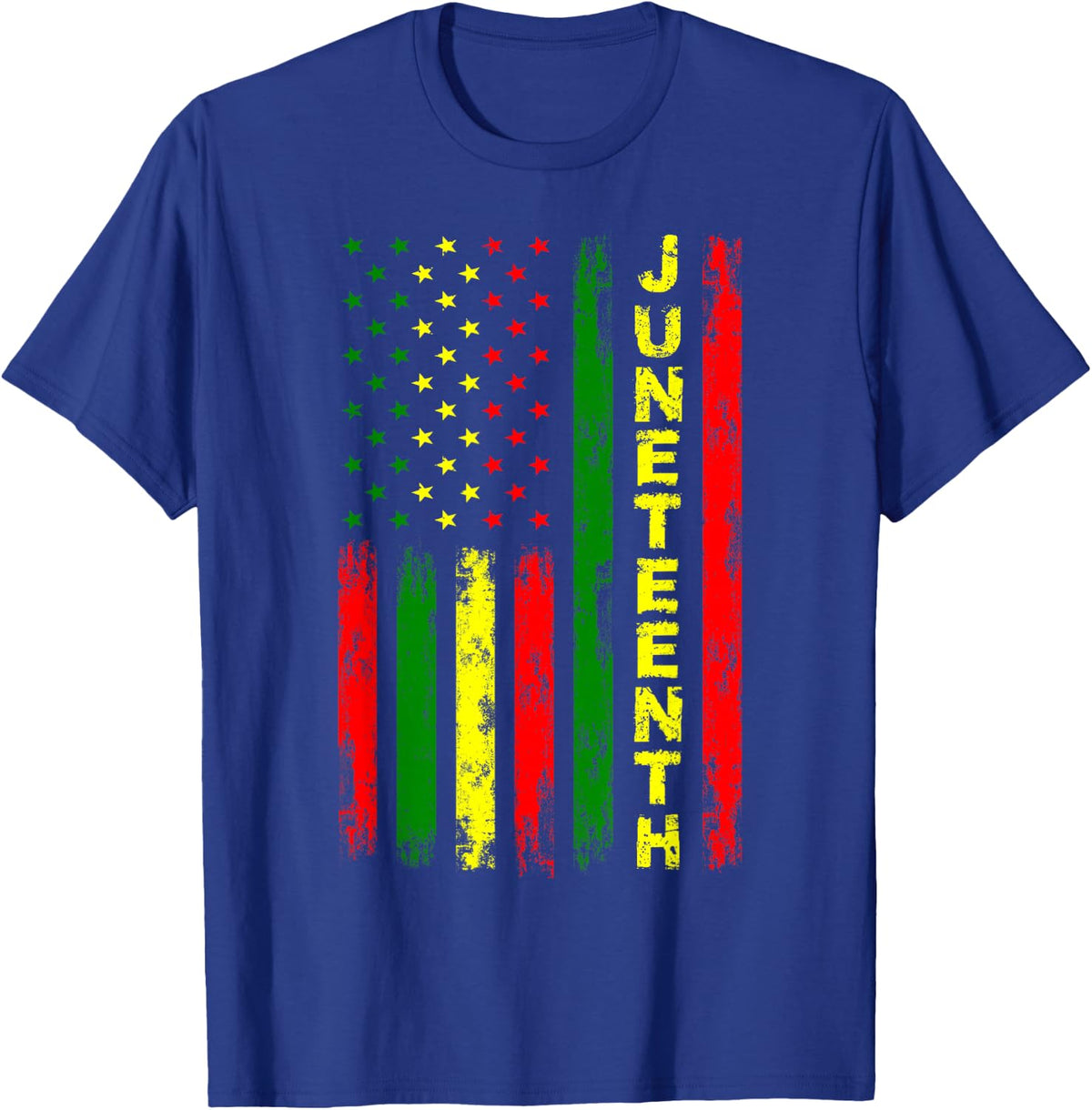 Juneteenth American Flag T-Shirt Black Freedom Day June 19th 1865 Tee - Royal Blue