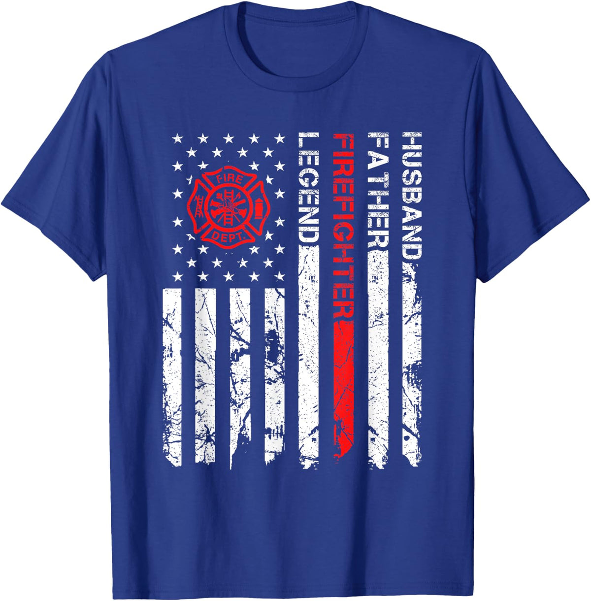 Firefighter Husband Father Legend Fire Rescue Fire Fighter T-Shirt - Royal Blue