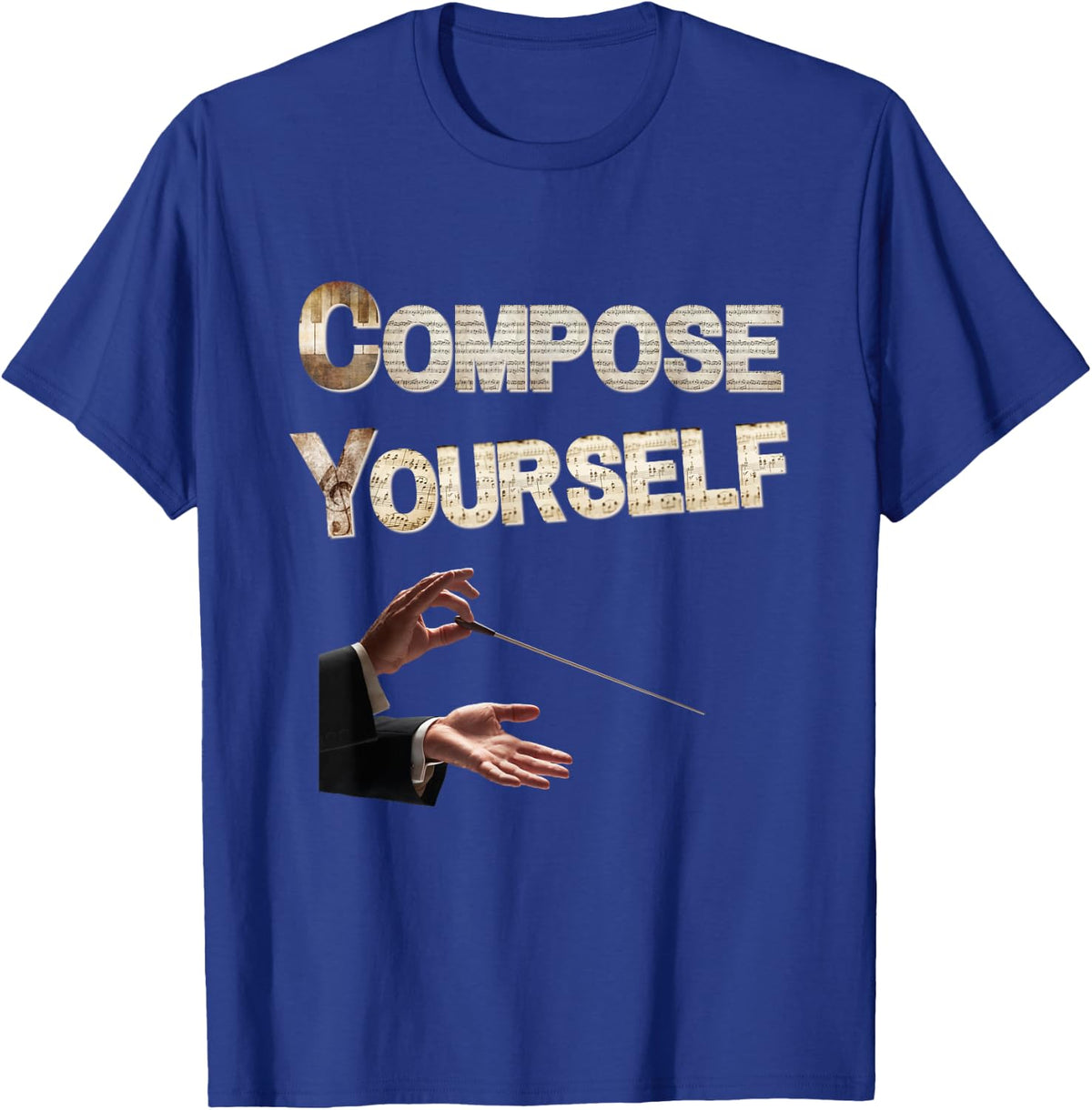 Funny Musician Compose Yourself Conductor Music Notes Humor T-Shirt - Royal Blue