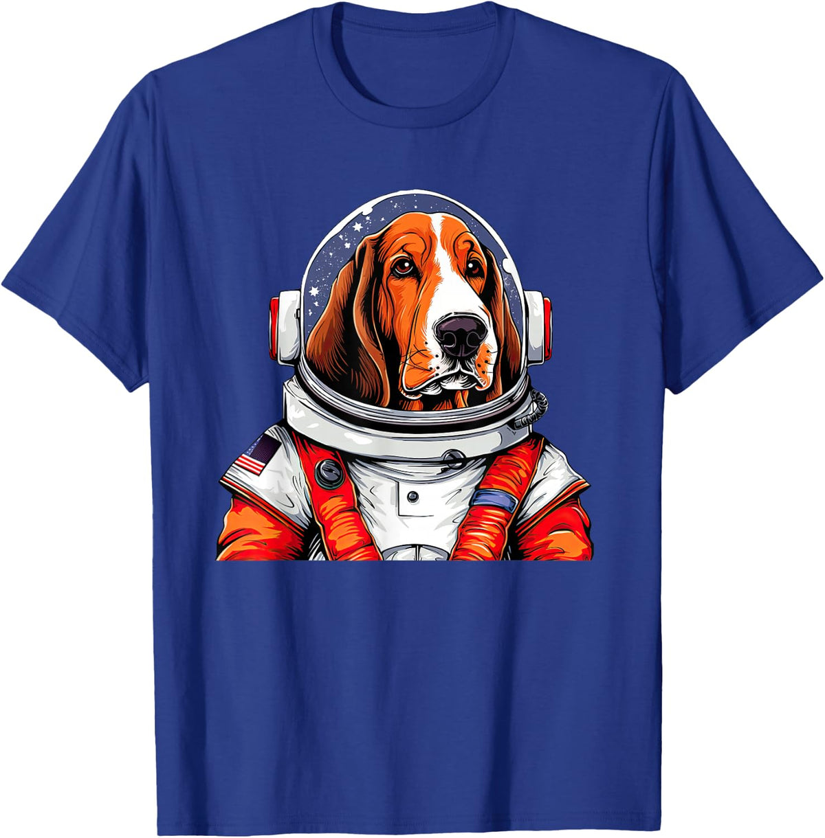 Basset Hound Astronaut Funny Dog Space Suit T-Shirt - Royal Blue