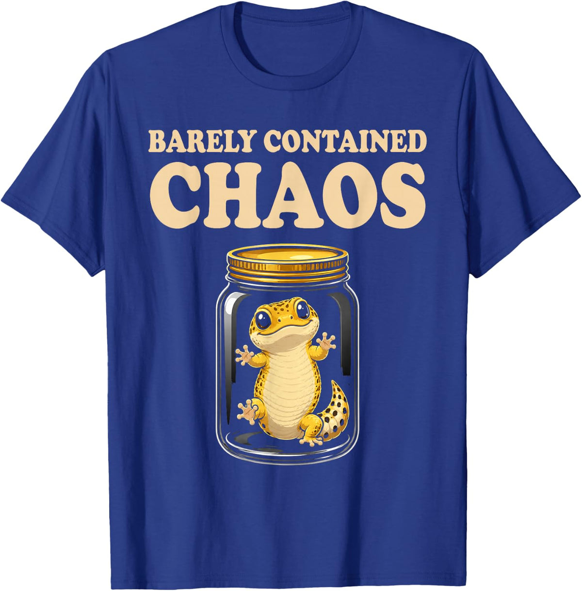 Cute Lizard Reptile Barely contained Chaos Leopard Gecko T-Shirt - Royal Blue