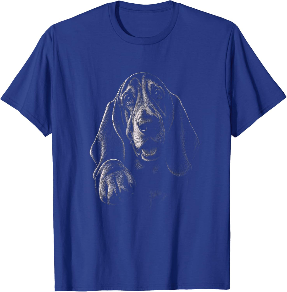 Basset Hound Graphic Black Art Design T-Shirt - Royal Blue