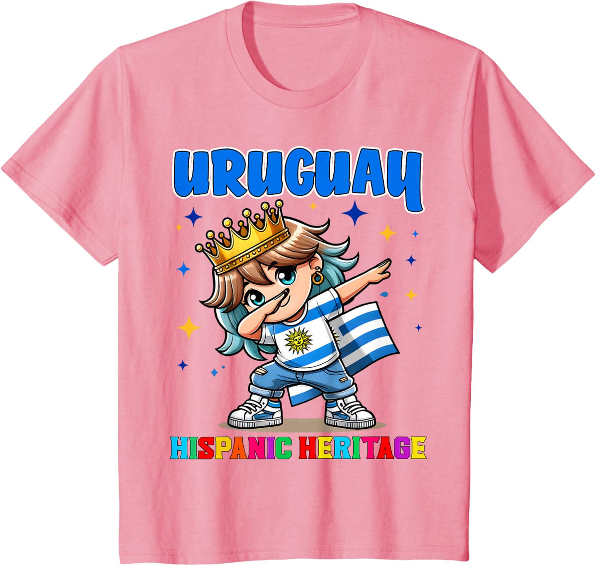 Uruguay Flag Hispanic Heritage Month for Kids T-Shirt - Pink