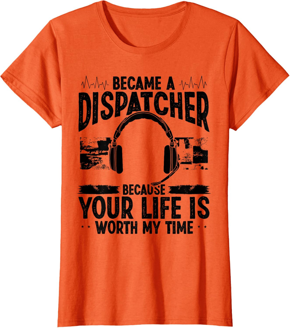911 Dispatch Mom Thin Gold Line Dispatch Decal T-Shirt - Orange