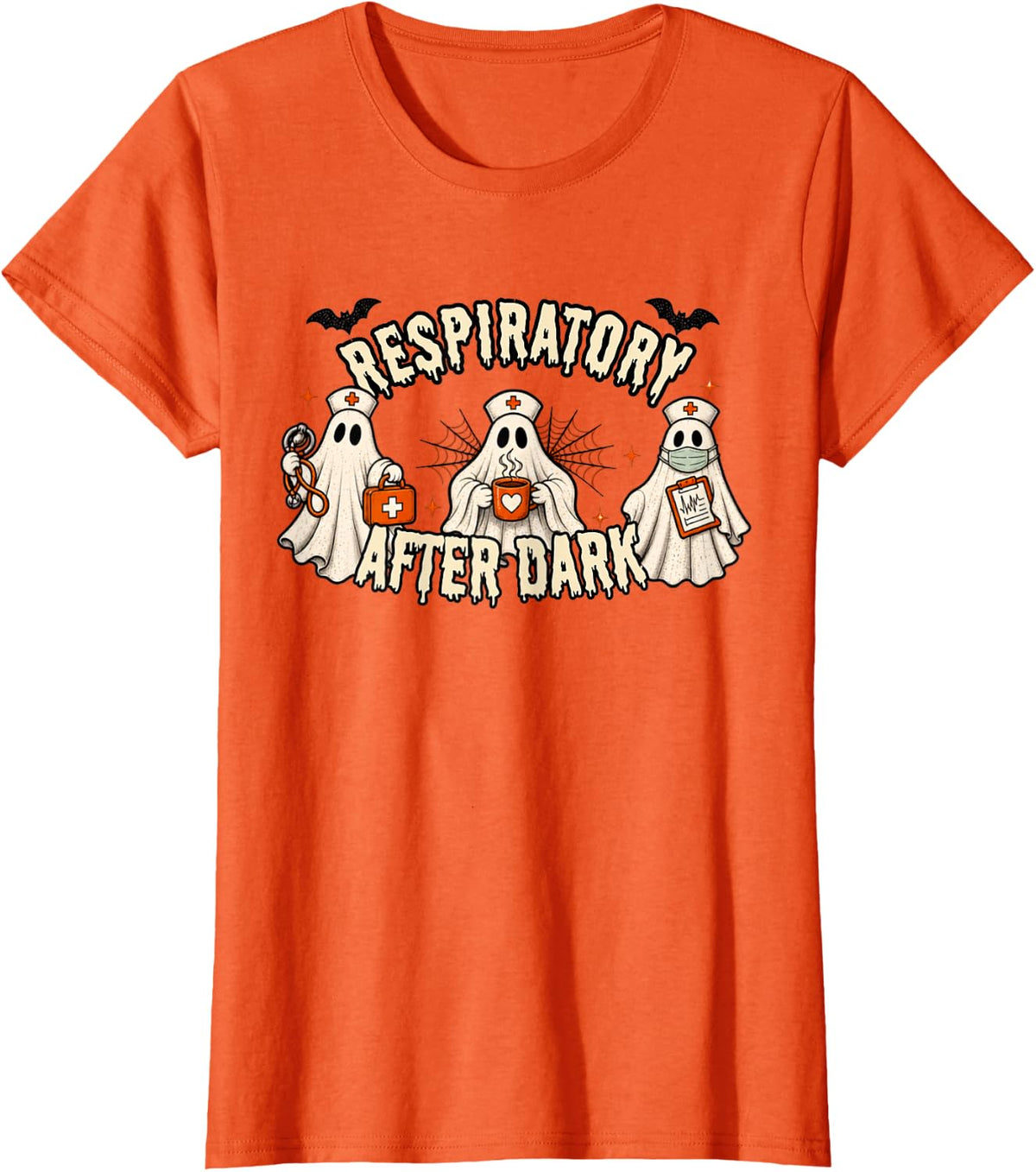 Respiratory Therapy Spooky RT Night Shift Halloween T-Shirt - Orange