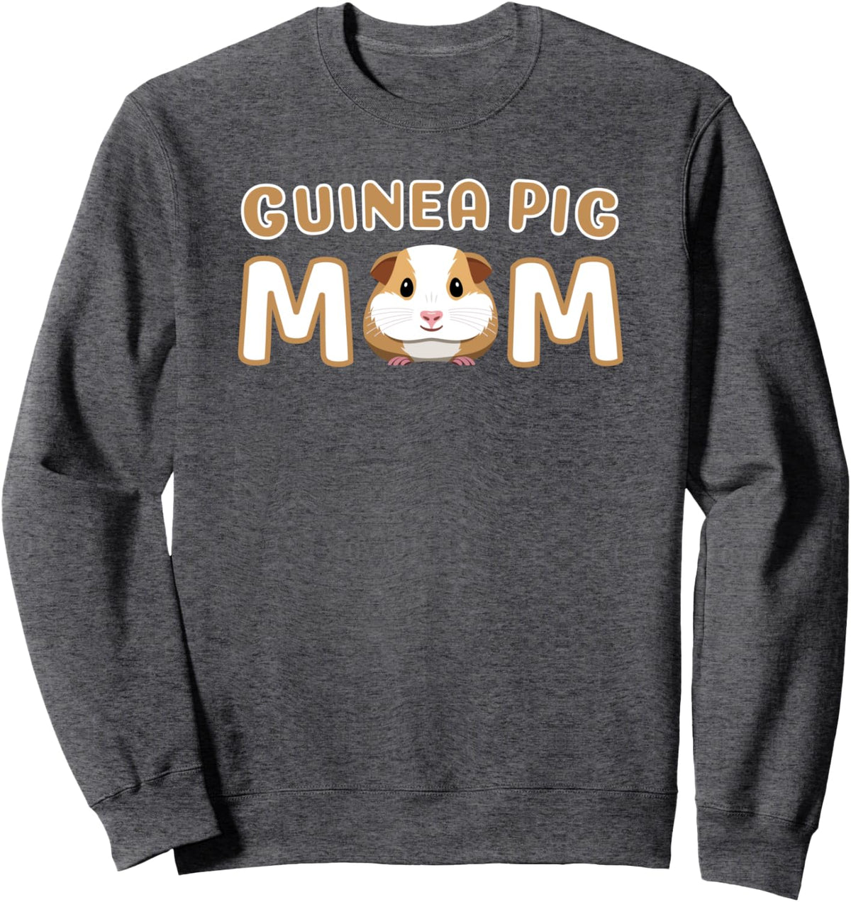 Cute Adorable Fun "Guinea Pig Mom" Sweatshirt - Adult Unisex Dark Heather Grey