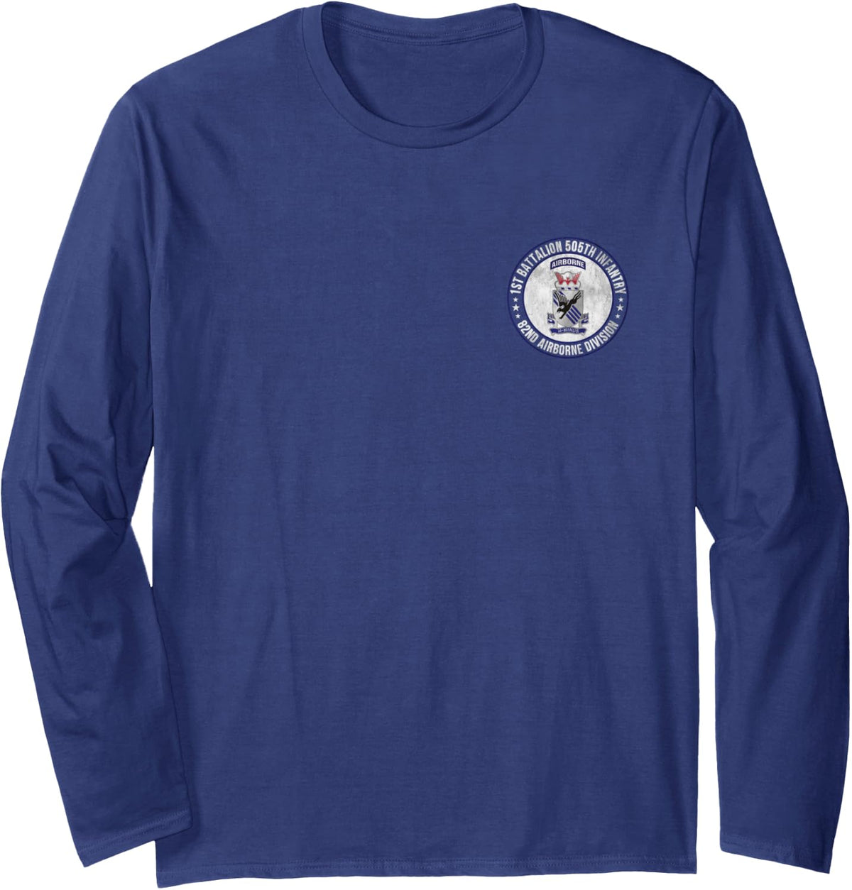 1st Battalion 505th Infantry 82nd Airborne Division Veteran Long Sleeve T-Shirt - Adult Unisex Navy Blue