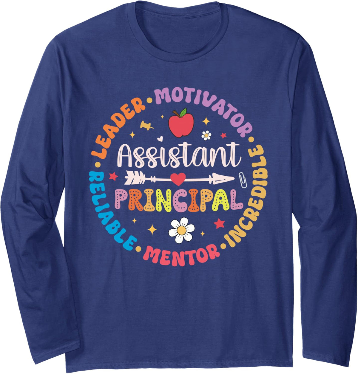 Groovy School Assistant Principal Teacher Appreciation Long Sleeve T-Shirt - Adult Unisex Navy Blue