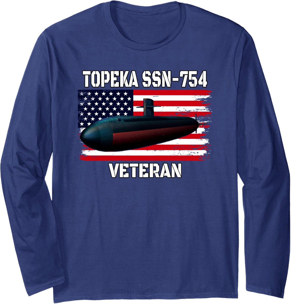 Submarine USS Topeka SSN-754 Veteran Grandfather Dad Son Long Sleeve T-Shirt - Adult Unisex Navy Blue