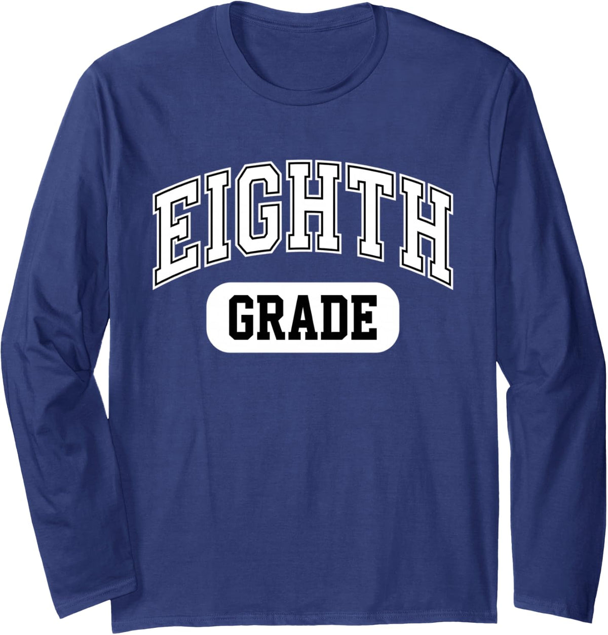 Eighth Grade Middle School Student Teacher Retro Varsity Long Sleeve T-Shirt - Adult Unisex Navy Blue