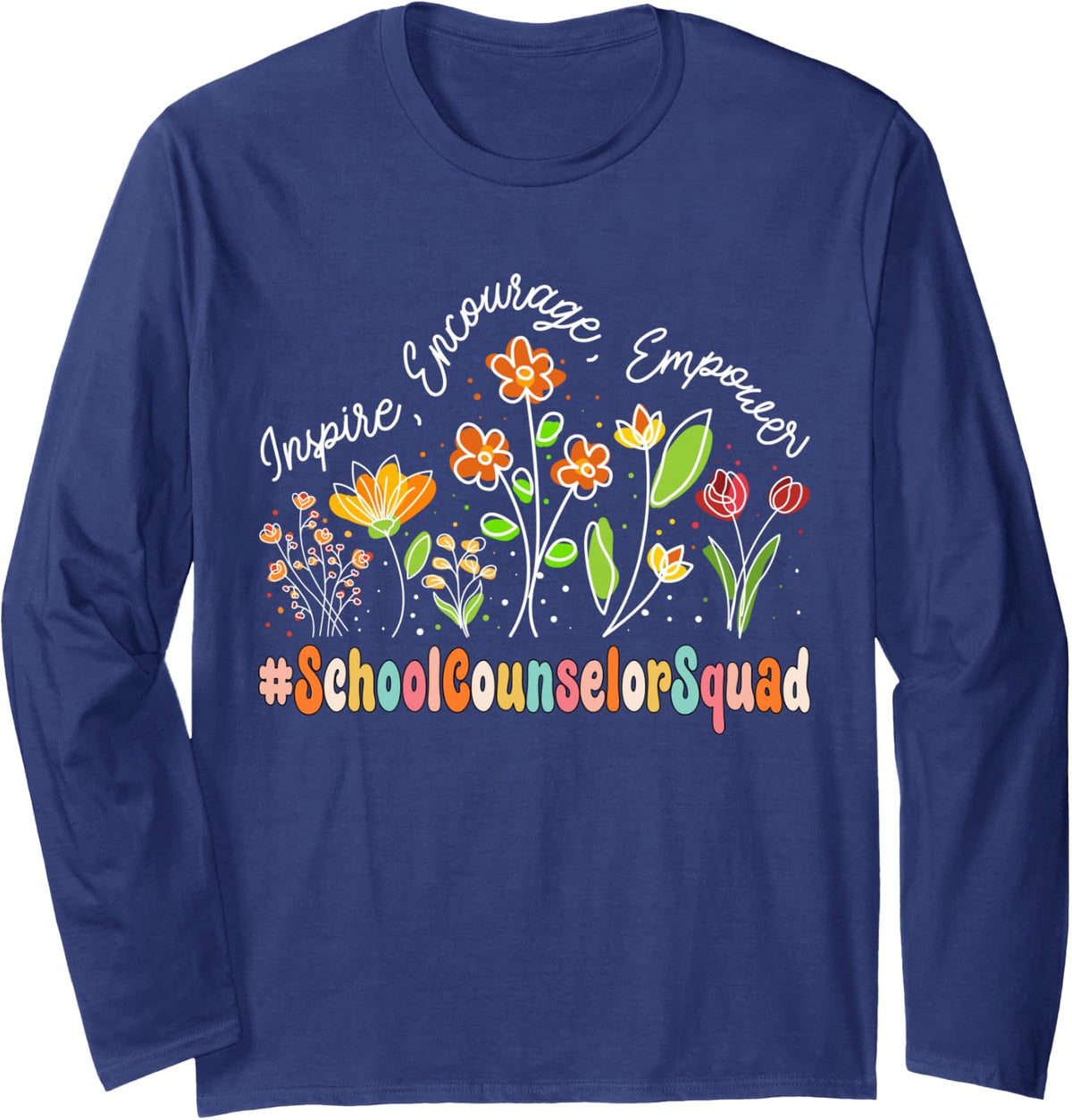 School Counselor Squad Appreciation Week Back to School Long Sleeve T-Shirt - Adult Unisex Navy Blue