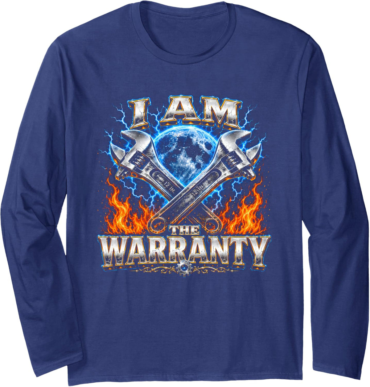 I Am The Warranty Auto Mechanic Technician Long Sleeve T-Shirt - Adult Unisex Navy Blue