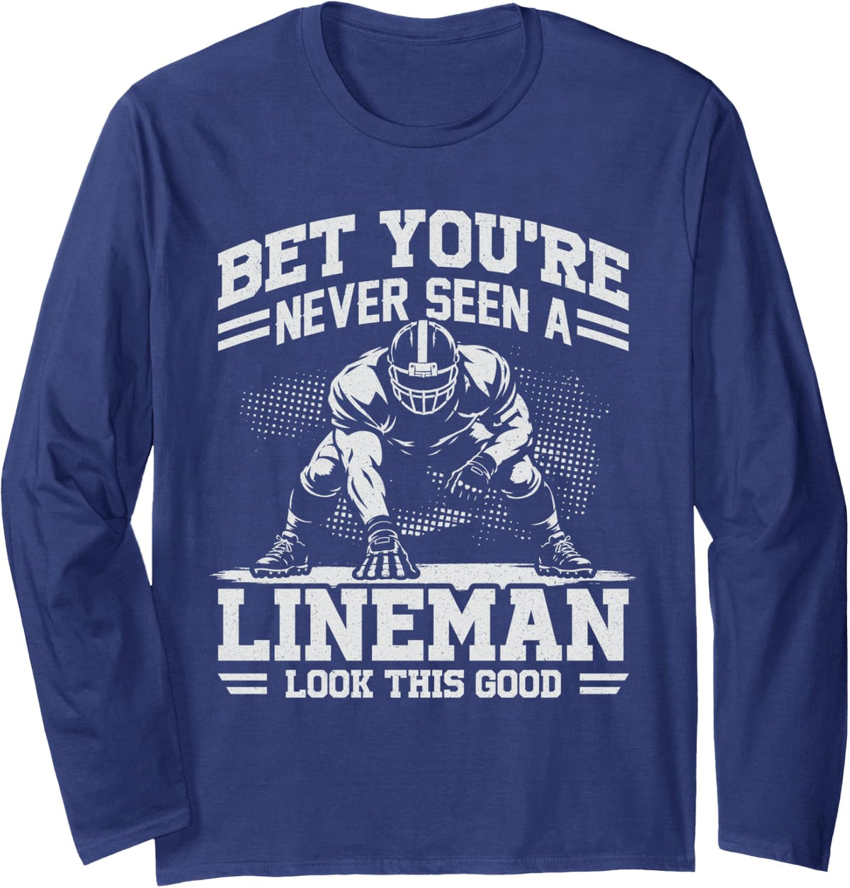 Offensive Lineman Football Player Position Performance Gifts Long Sleeve T-Shirt - Adult Unisex Navy Blue