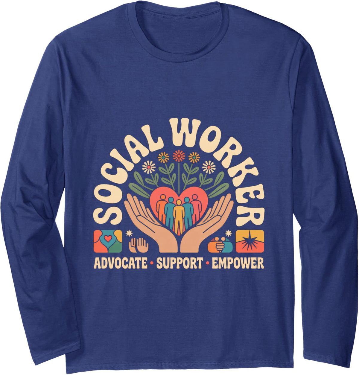 Grow Hope Together Advocate Support Empower Long Sleeve T-Shirt - Adult Unisex Navy Blue