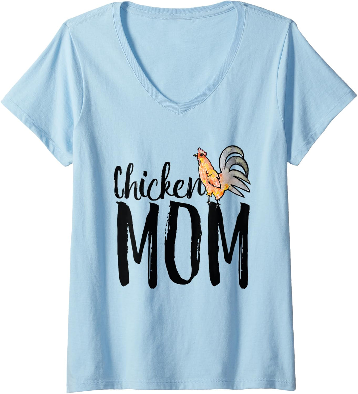 Women's Chicken Mom Crazy Chicken Lady V-Neck T-Shirt - Baby Blue