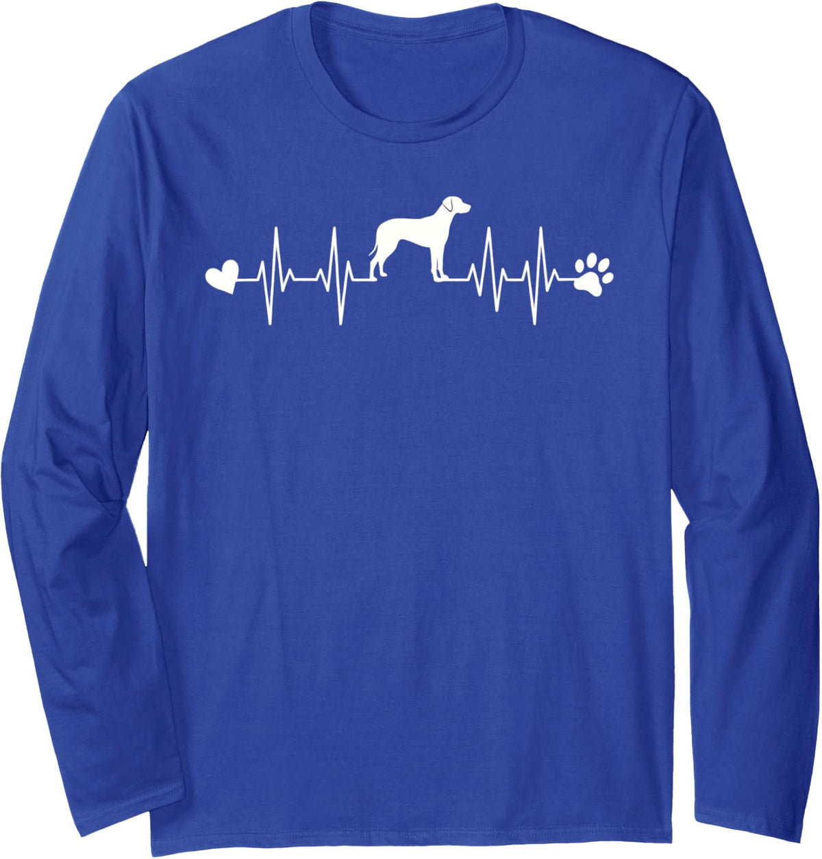 Rhodesian Ridgeback Dog Lover Heartbeat EKG Pet Dog Mom Dad Long Sleeve T-Shirt - Adult Unisex Royal Blue