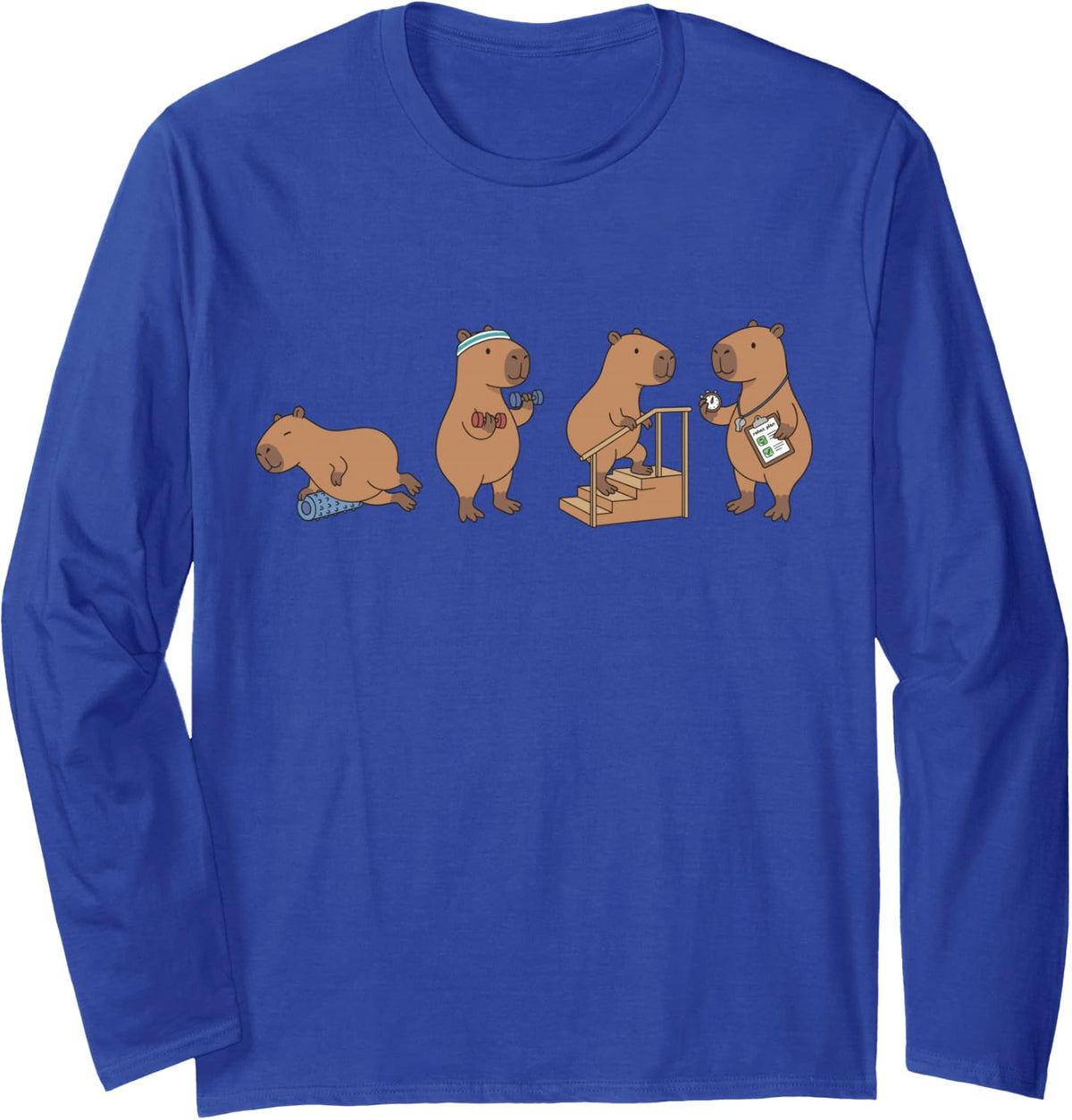 Capybara Physical Therapy Long Sleeve T-Shirt - Adult Unisex Royal Blue