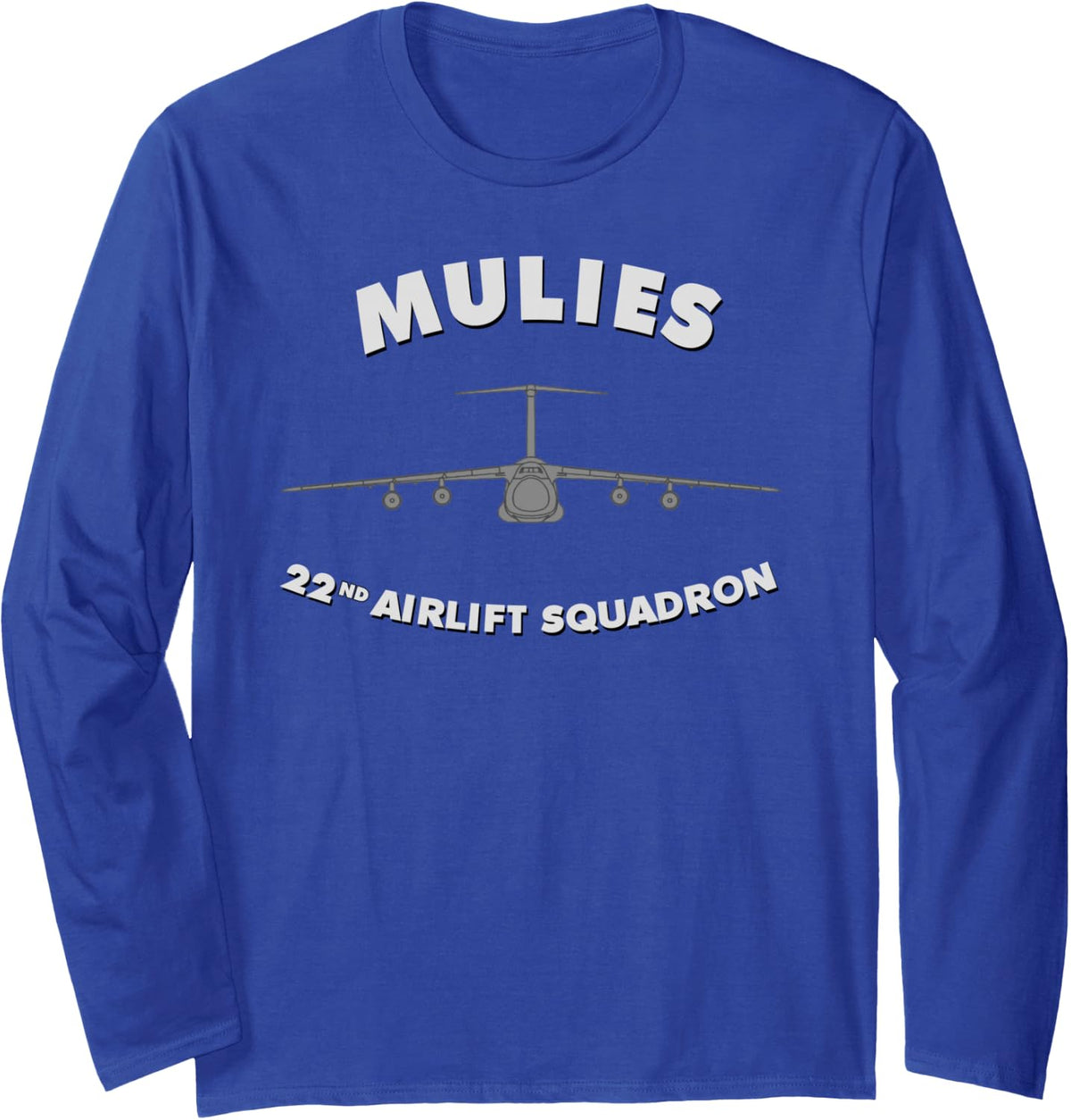 22nd Airlift Squadron Mulies Long Sleeve T-Shirt - Adult Unisex Royal Blue
