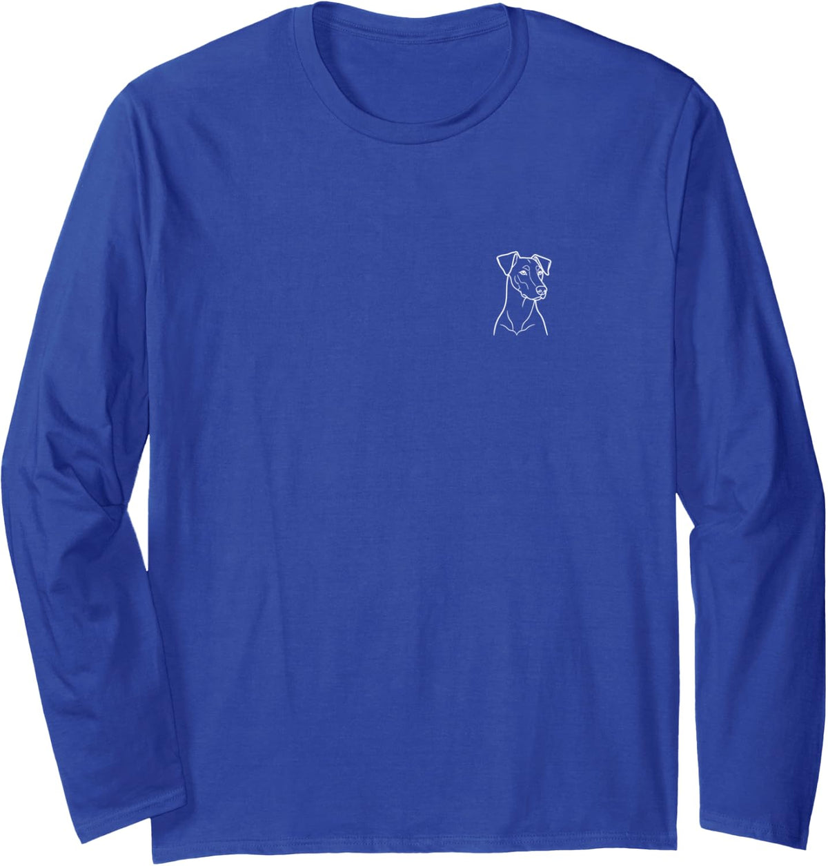 Doberman Pinscher Dog Lover Cute Minimalist Doodle Pocket Long Sleeve T-Shirt - Adult Unisex Royal Blue