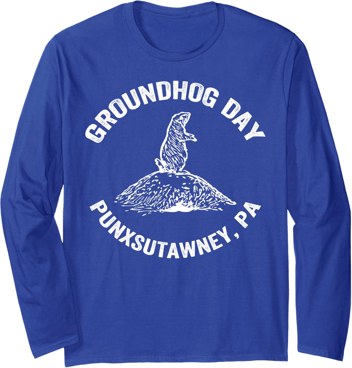 Groundhog Day Party Ground Hog Shadow Long Sleeve T-Shirt - Adult Unisex Royal Blue