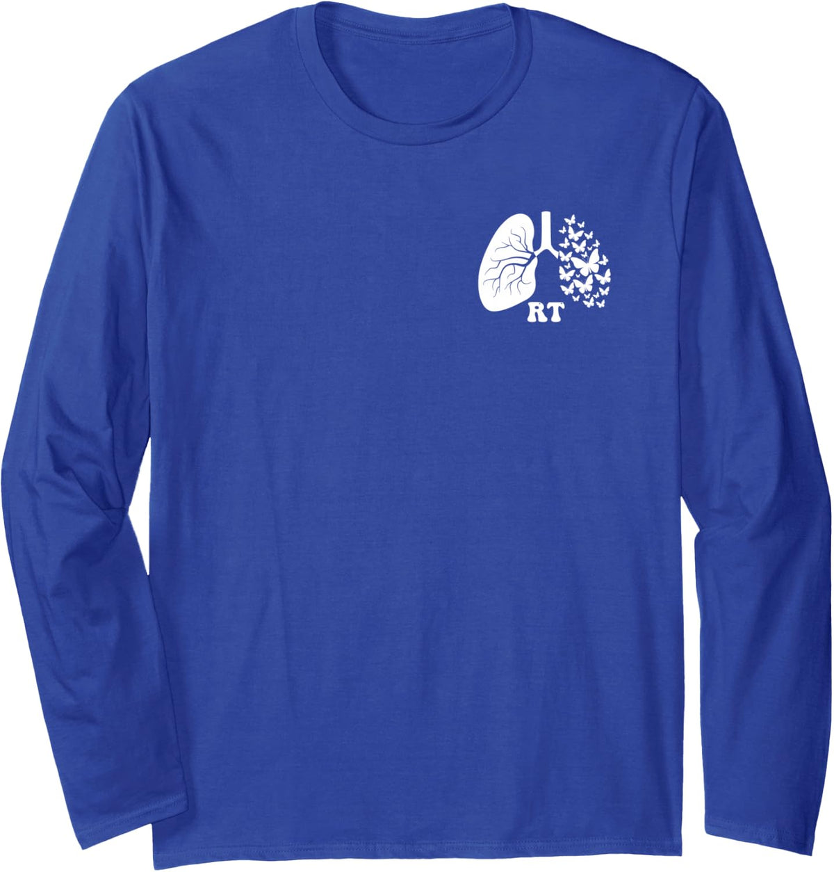 Respiratory Therapy RT (Front / Back) Respiratory Care Long Sleeve T-Shirt - Adult Unisex Royal Blue