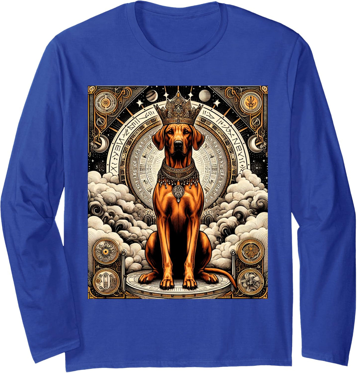 Rhodesian Ridgeback tarot card Long Sleeve T-Shirt - Adult Unisex Royal Blue