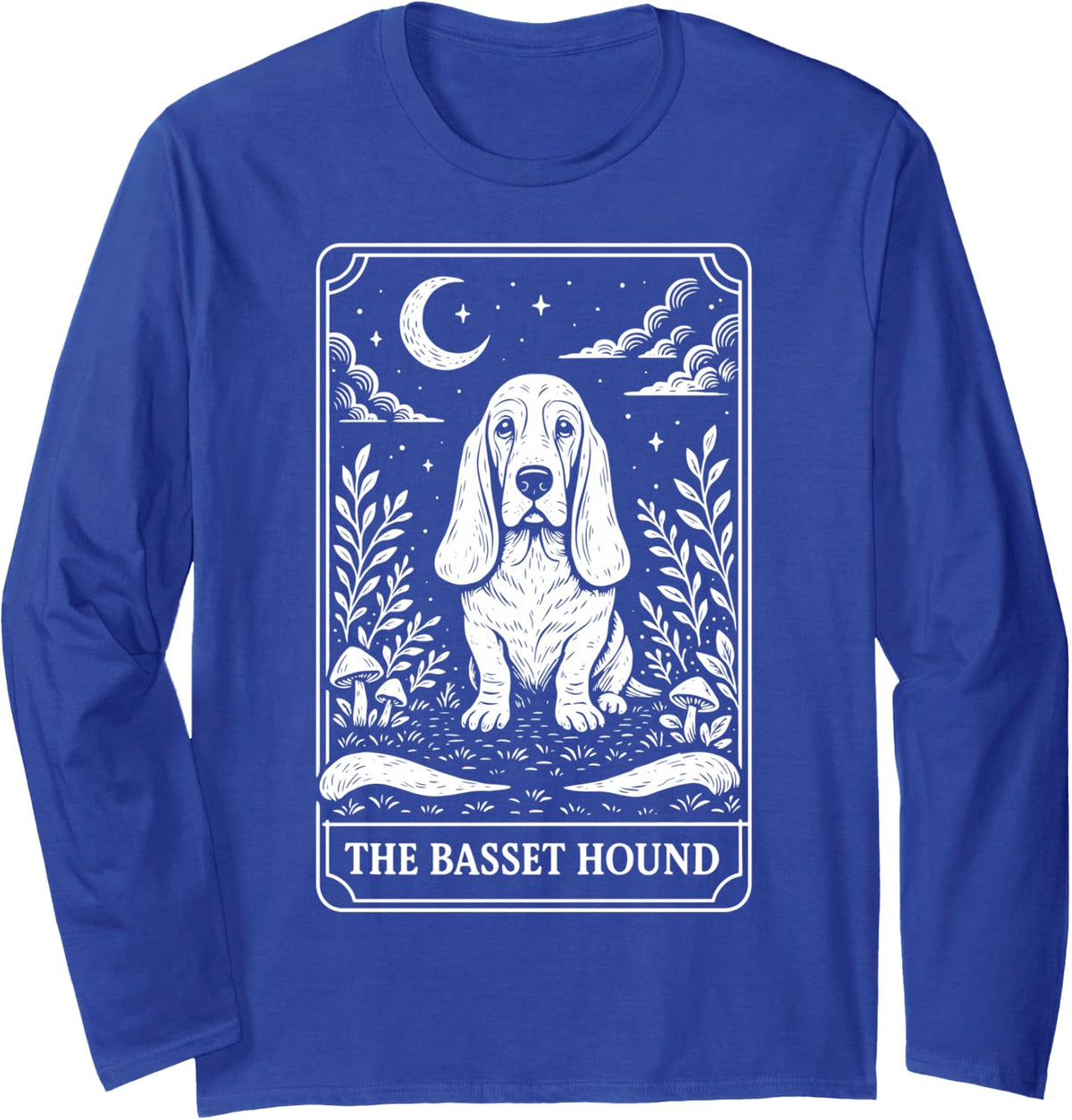 The Basset Hound Tarot Card Long Sleeve T-Shirt - Adult Unisex Royal Blue