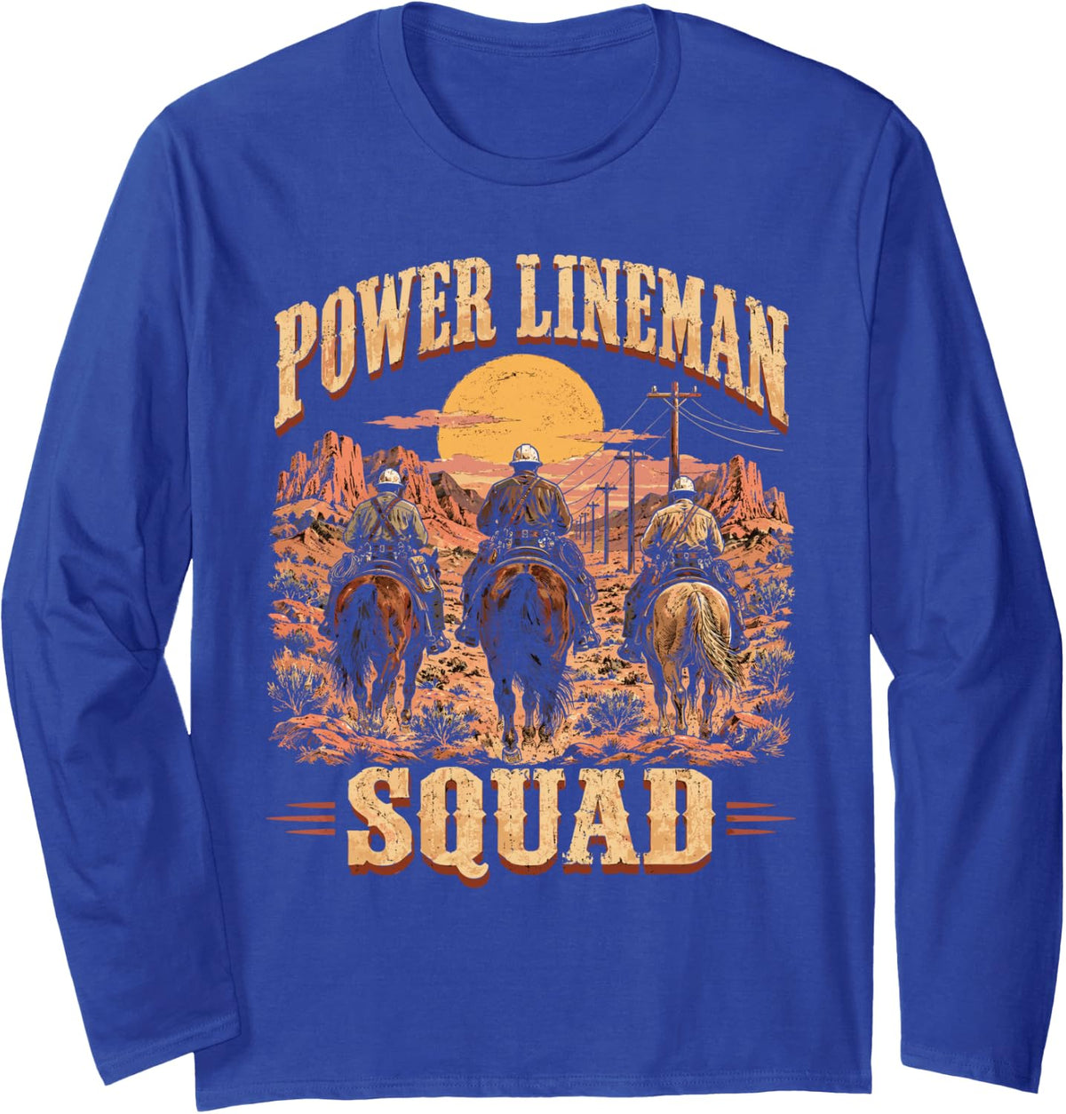 Power Lineman Squad Long Sleeve T-Shirt - Adult Unisex Royal Blue