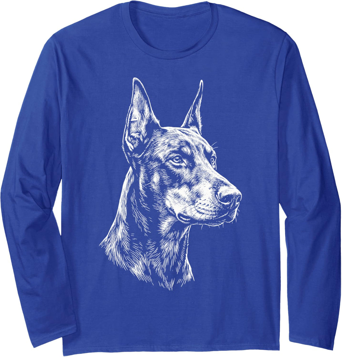 Dobermann Illustration Long Sleeve T-Shirt - Adult Unisex Royal Blue