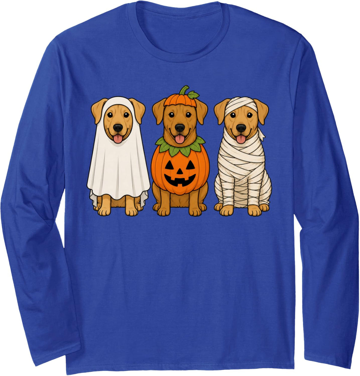 Spooky Rhodesian Ridgeback Pumpkin Ghost Halloween Dog Lover Long Sleeve T-Shirt - Adult Unisex Royal Blue