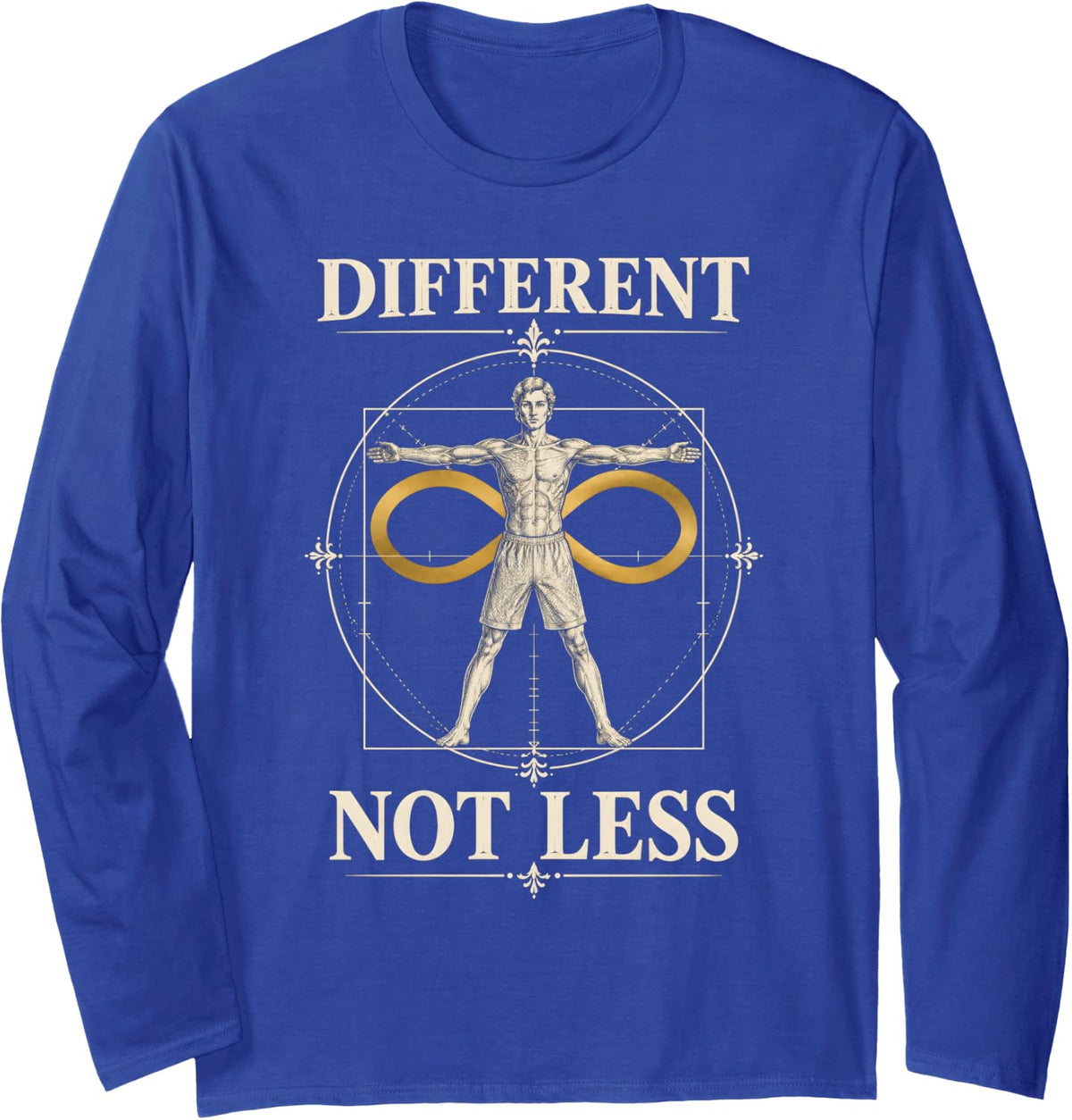 Different Not Less Autism Awareness Acceptance Infinity Long Sleeve T-Shirt - Adult Unisex Royal Blue