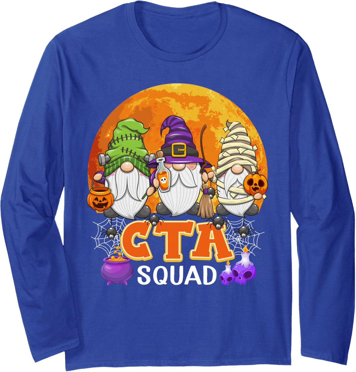 CTA Squad Halloween Chiropractic Therapy Gnome Matching Long Sleeve T-Shirt - Adult Unisex Royal Blue