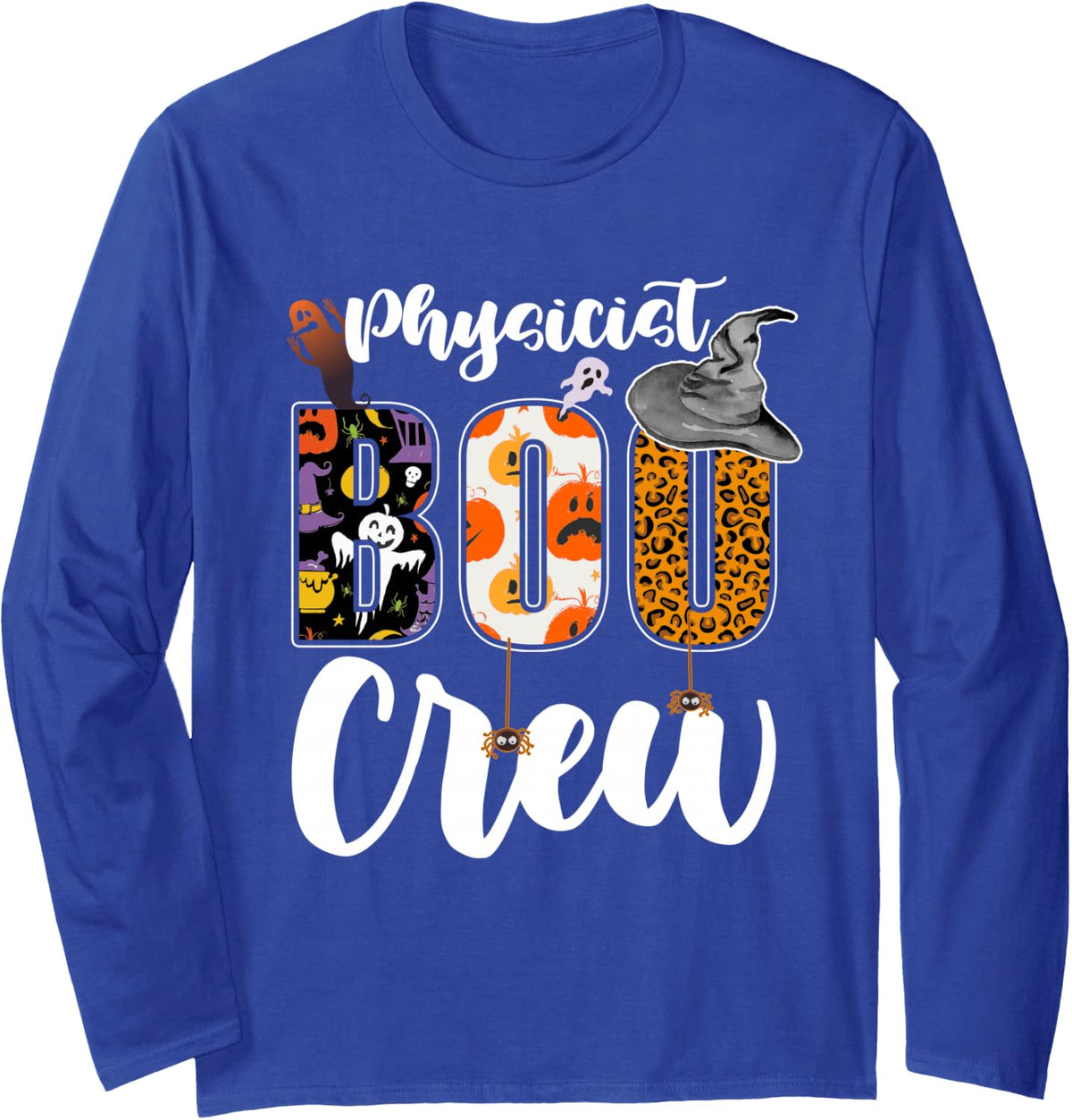 Physicist Boo Crew Halloween Costume Matching Long Sleeve T-Shirt - Adult Unisex Royal Blue