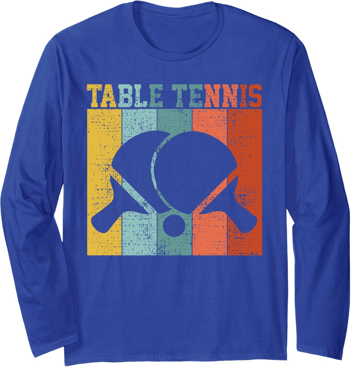 Retro Table Tennis Long Sleeve T-Shirt - Adult Unisex Royal Blue