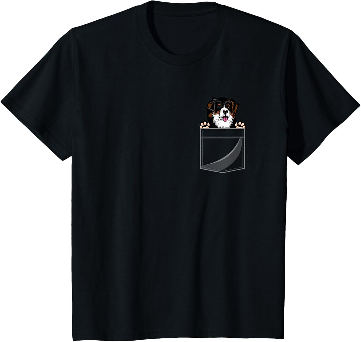 Australian Shepherd In A Pocket T-Shirt - Black
