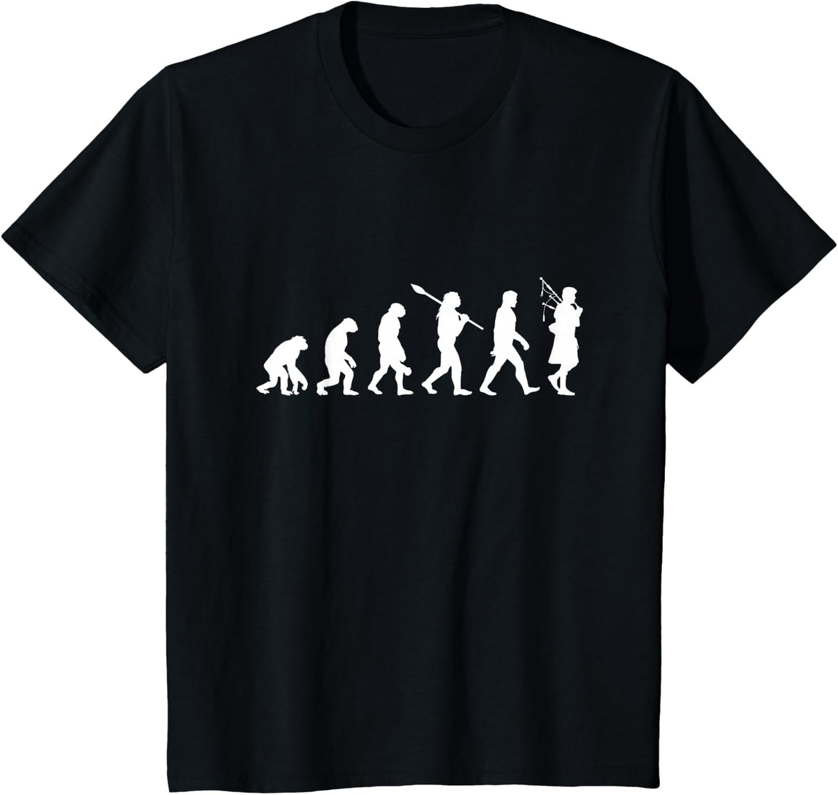 Funny Evolution Of Bagpipe Piper Bagpipes Scotland Scottish T-Shirt - Black