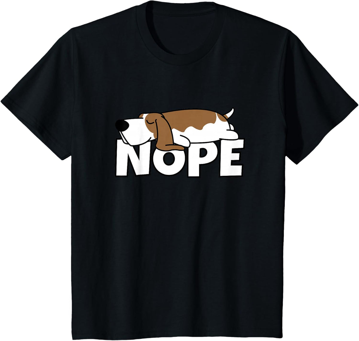 Lazy Basset Hound Cute Dog Nope T-Shirt - Black