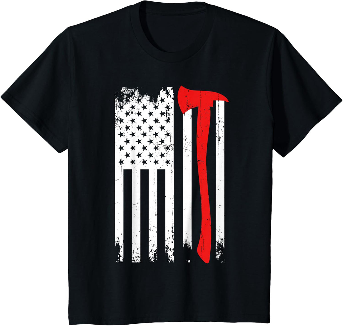 Firefighter Patriotic Fireman Firefighting Rescuer Volunteer T-Shirt - Black