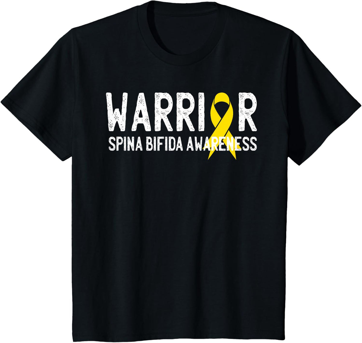 Warrior Spina Bifida Awareness Yellow Ribbon Fighter Support T-Shirt - Black