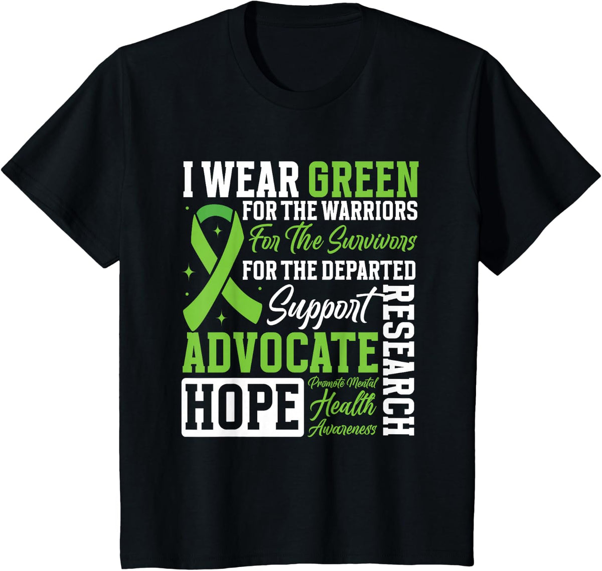 Mental Health Matters Awareness Month Quotes T-Shirt - Black