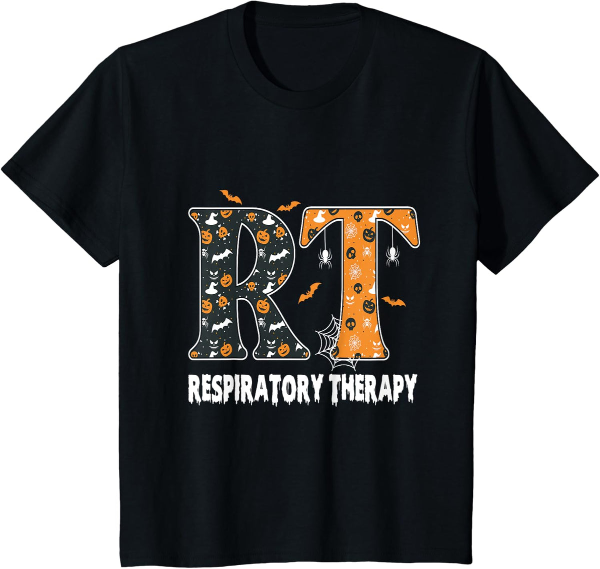 RT Respiratory Therapy Therapist Halloween Spooky Costume T-Shirt - Black