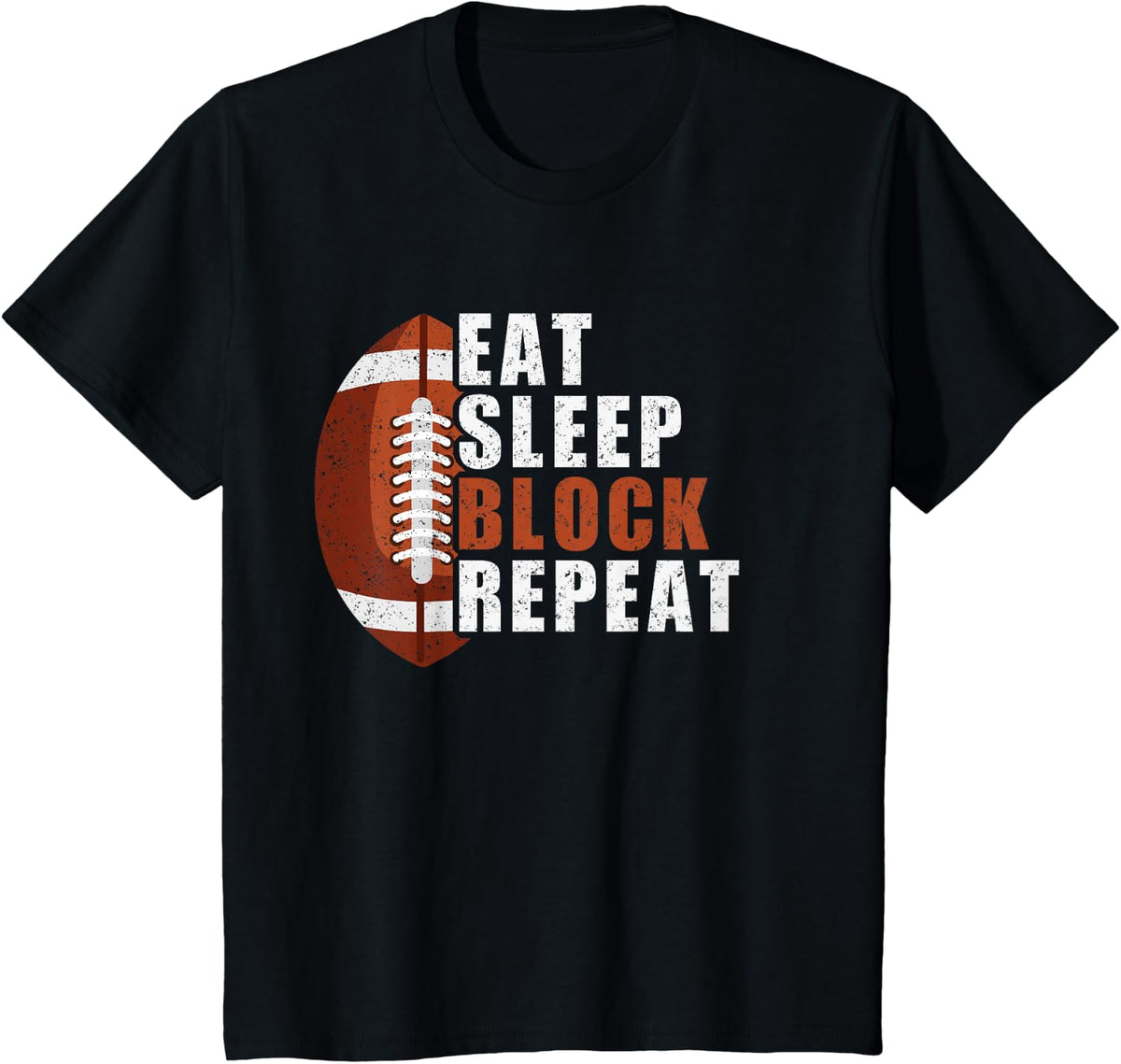 Eat Sleep Block Repeat Shirt Football Player Lineman Men Boy T-Shirt - Black