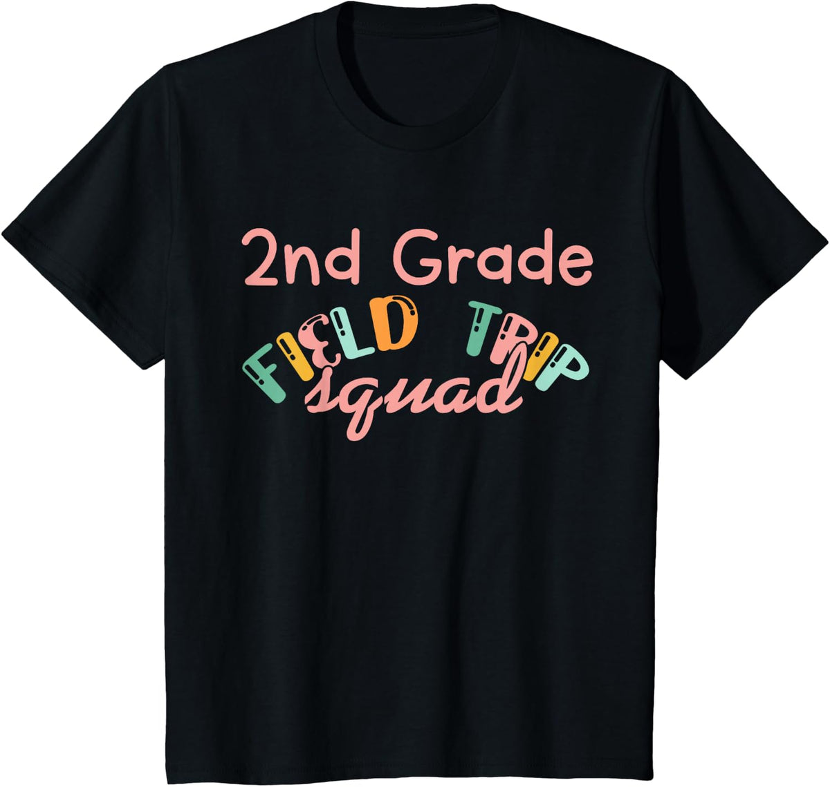 2nd Grade Field Day Squad Cute School Trip Teacher Student T-Shirt - Black