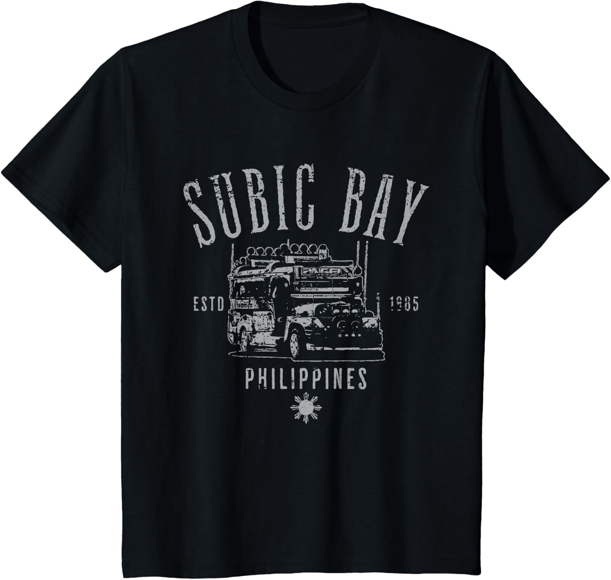 Subic Bay Philippines Estd 1885 Distressed Style Design T-Shirt - Black