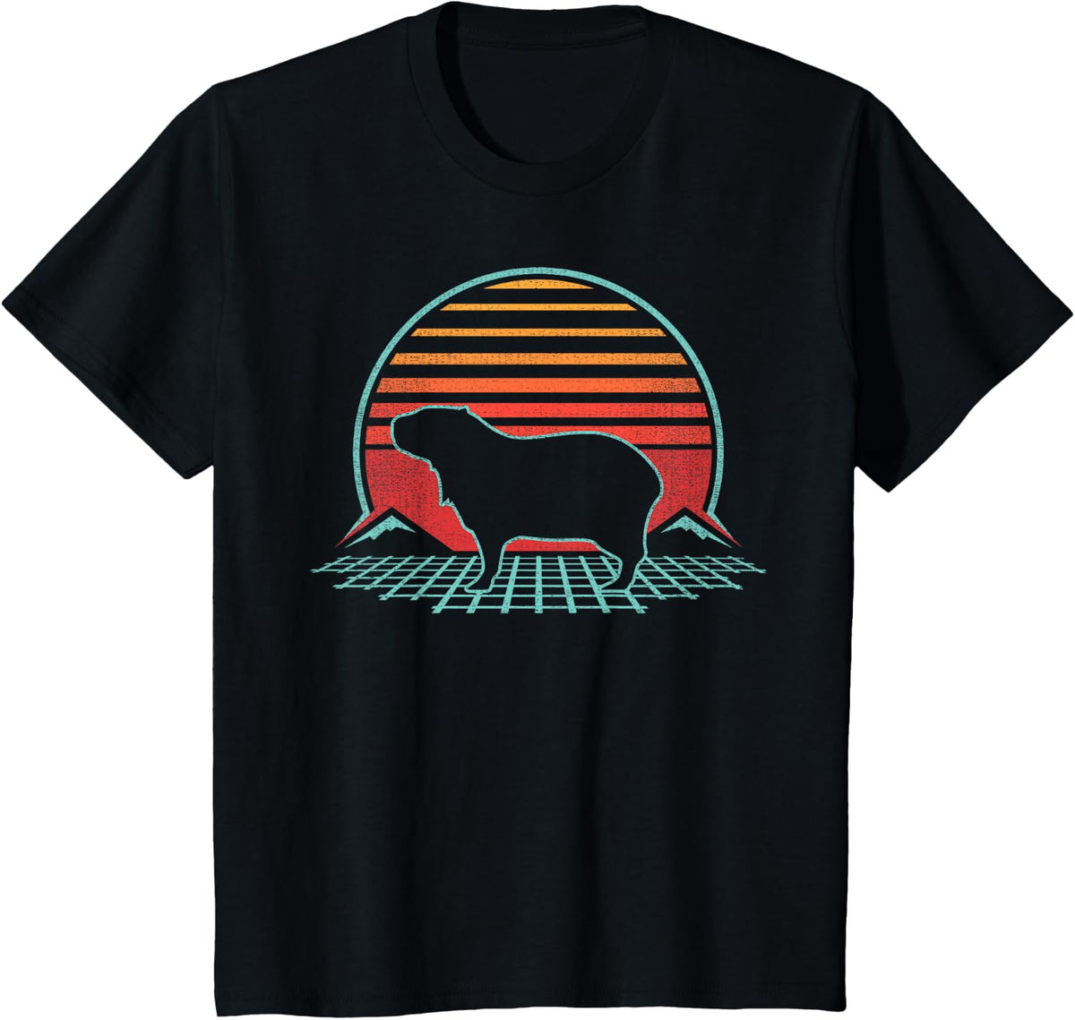 Capybara Lover Animal Retro Vintage 80s Style T-Shirt - Black