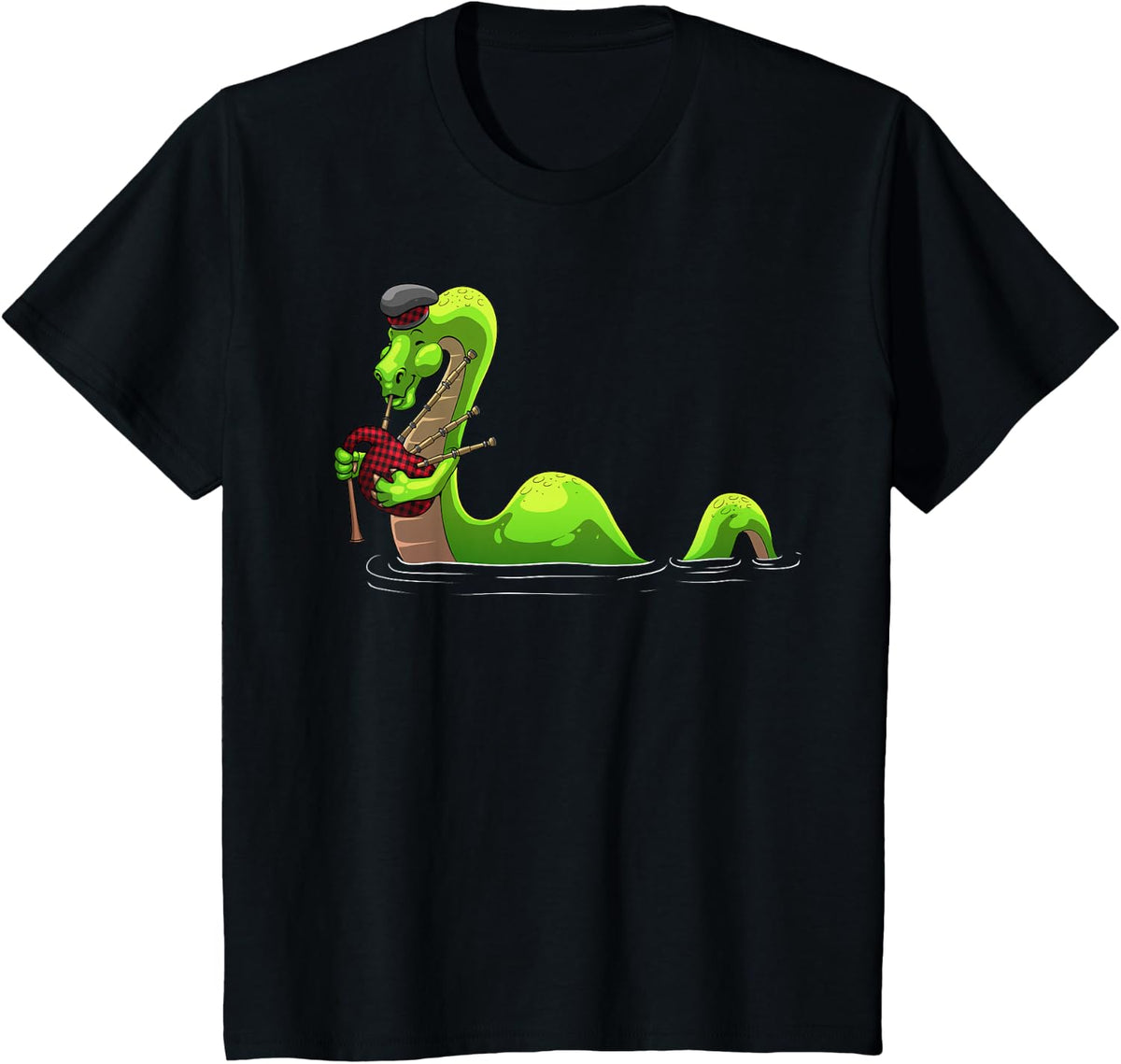 Cool Loch Ness Monster For Men Women Nessie Bagpipe Cryptid T-Shirt - Black